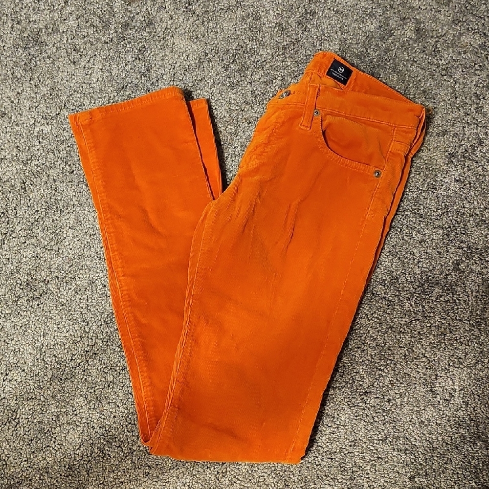 Adriano Goldschied Orange Corduroy Stevie Skinny Pants